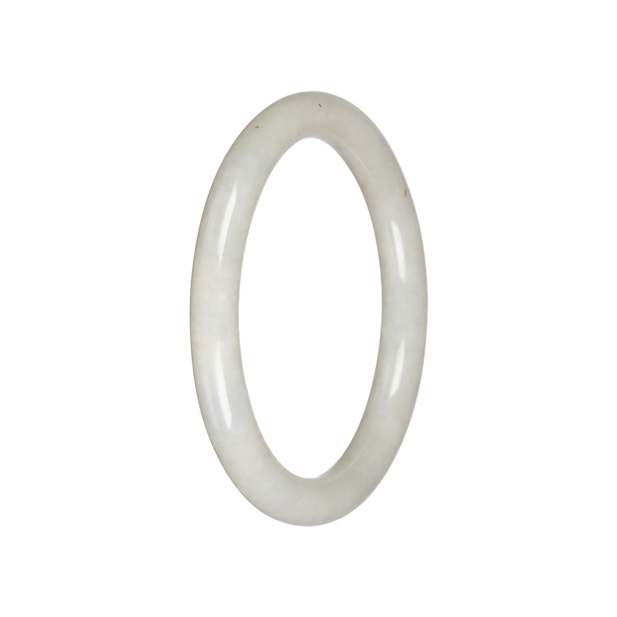 Natural Creamy White Jade Bangle Bracelet - 60mm Petite Round - Image 3