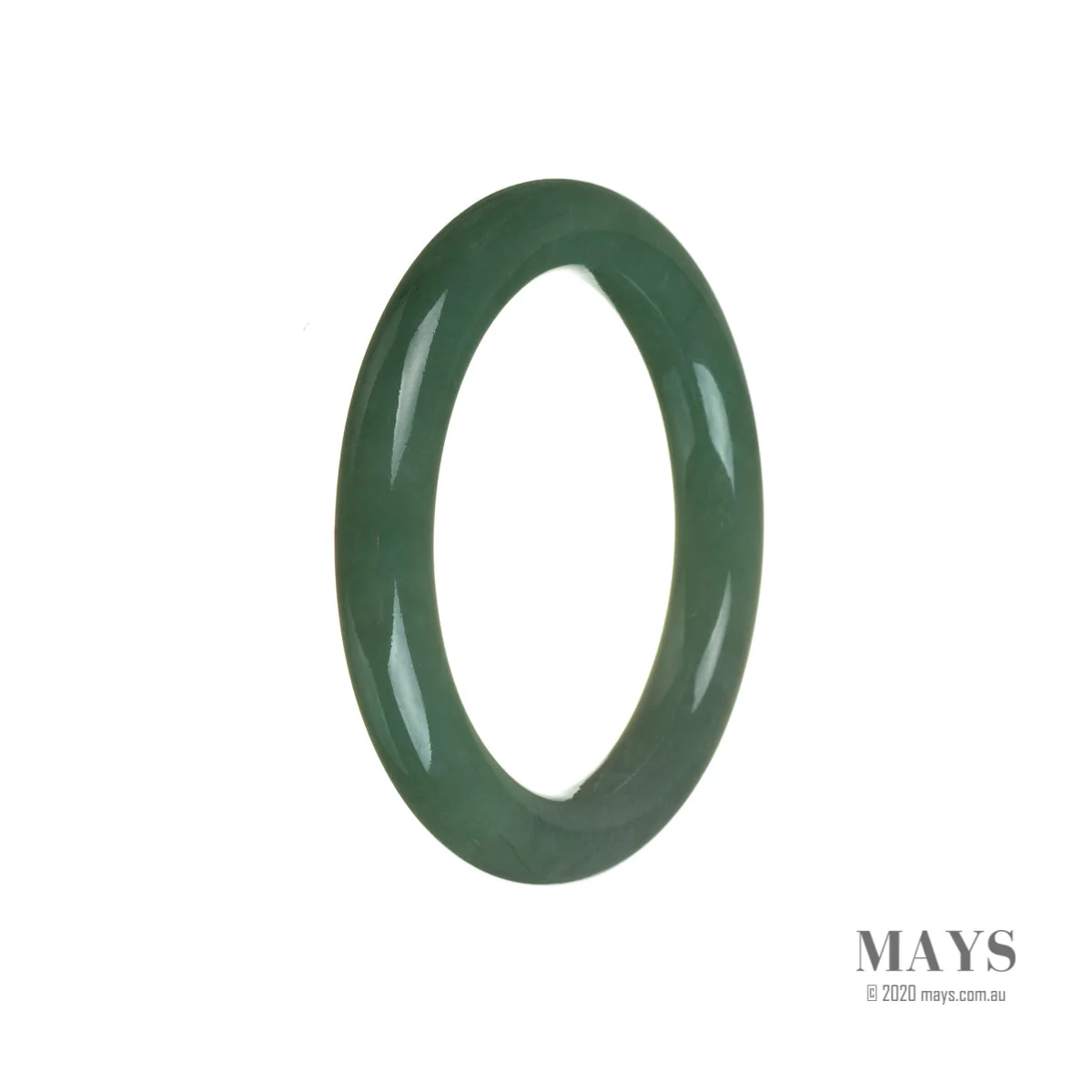 Genuine Natural Green with pattern Burmese Jade Bangle - 51mm Round - Image 2
