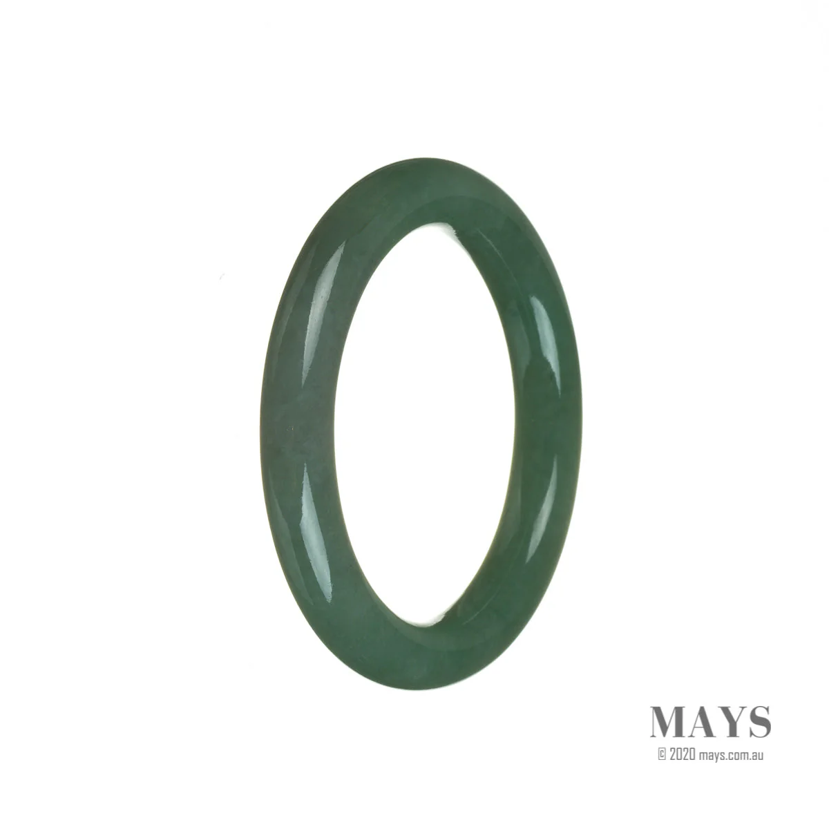 Genuine Natural Green with pattern Burmese Jade Bangle - 51mm Round - Image 3