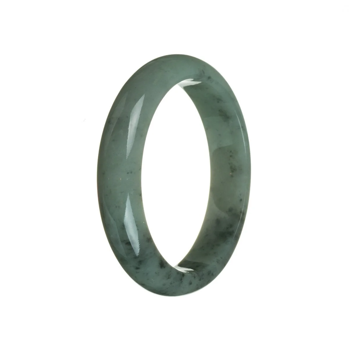 Real Untreated Green Jadeite Bangle Bracelet - 59mm Semi Round