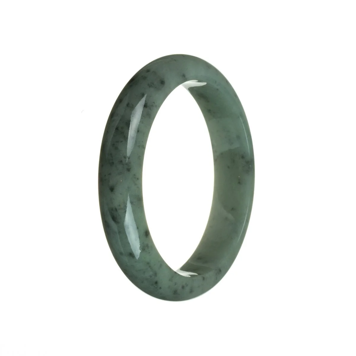Real Untreated Green Jadeite Bangle Bracelet - 59mm Semi Round - Image 2