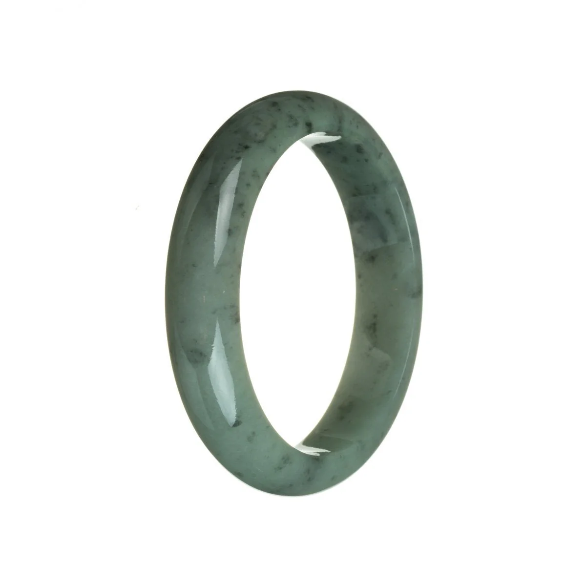 Real Untreated Green Jadeite Bangle Bracelet - 59mm Semi Round - Image 3