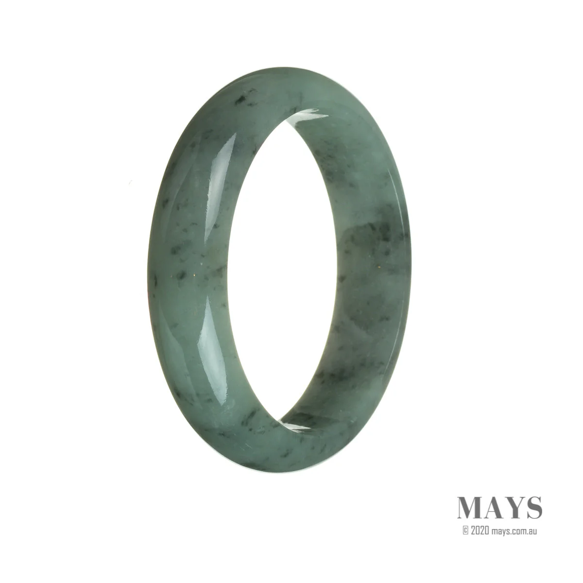 Genuine Type A Grey Traditional Jade Bracelet - 59mm Semi Round