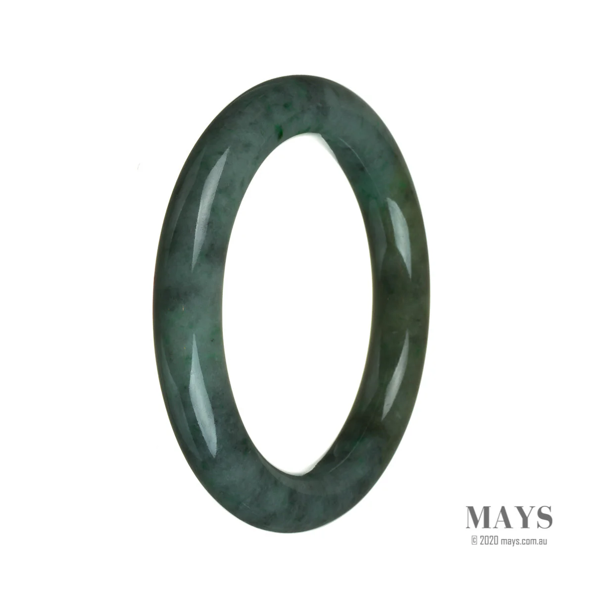 Authentic Grade A Deep Green Jade Bangle Bracelet - 61mm Round