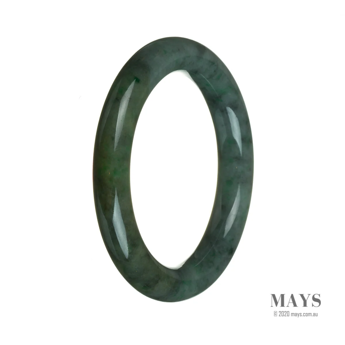 Authentic Grade A Deep Green Jade Bangle Bracelet - 61mm Round - Image 2