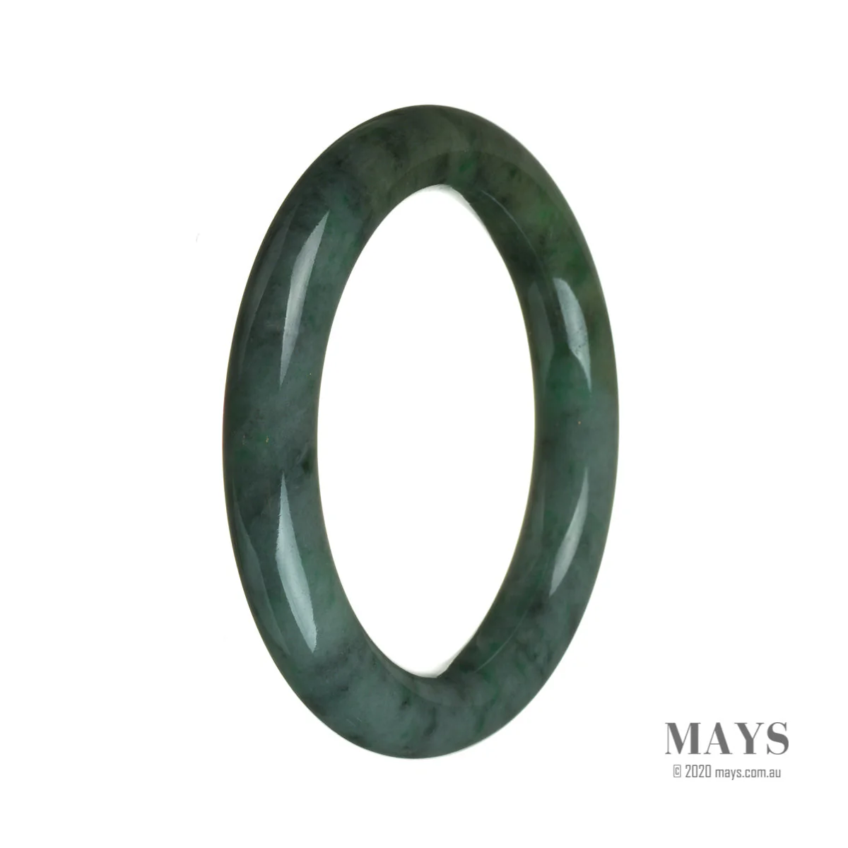 Authentic Grade A Deep Green Jade Bangle Bracelet - 61mm Round - Image 3