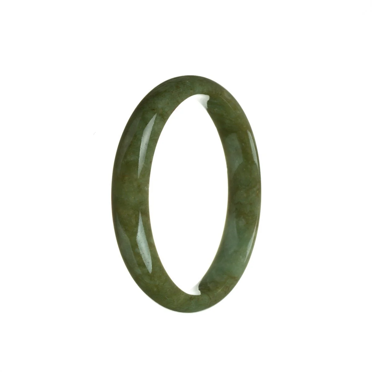 Genuine Untreated Brownish green Jadeite Bracelet - 57mm Half Moon - Image 3