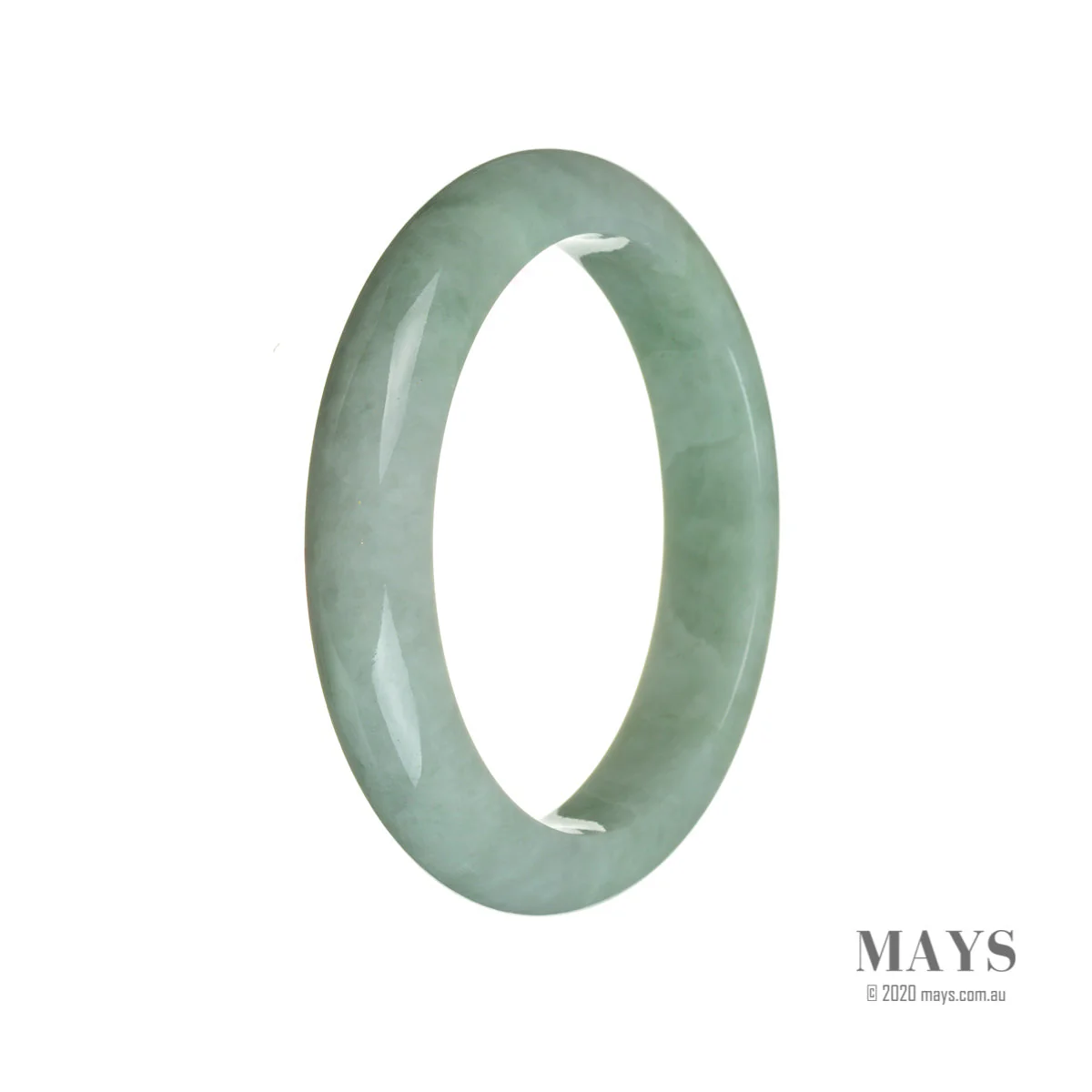 Real Untreated Light green Jadeite Jade Bracelet - 58mm Semi Round
