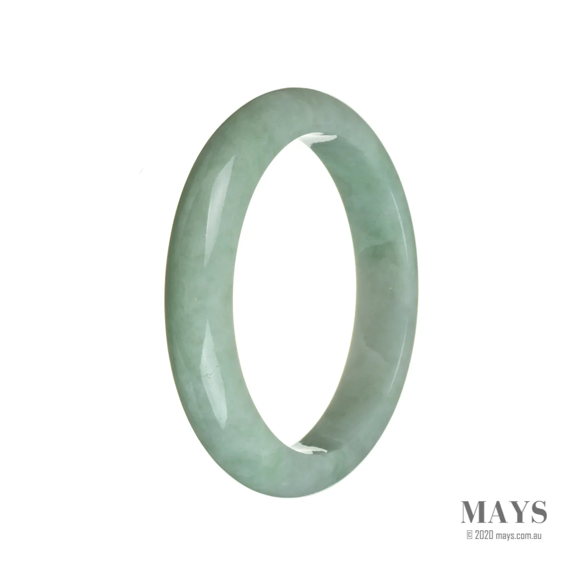 Real Untreated Light green Jadeite Jade Bracelet - 58mm Semi Round - Image 2