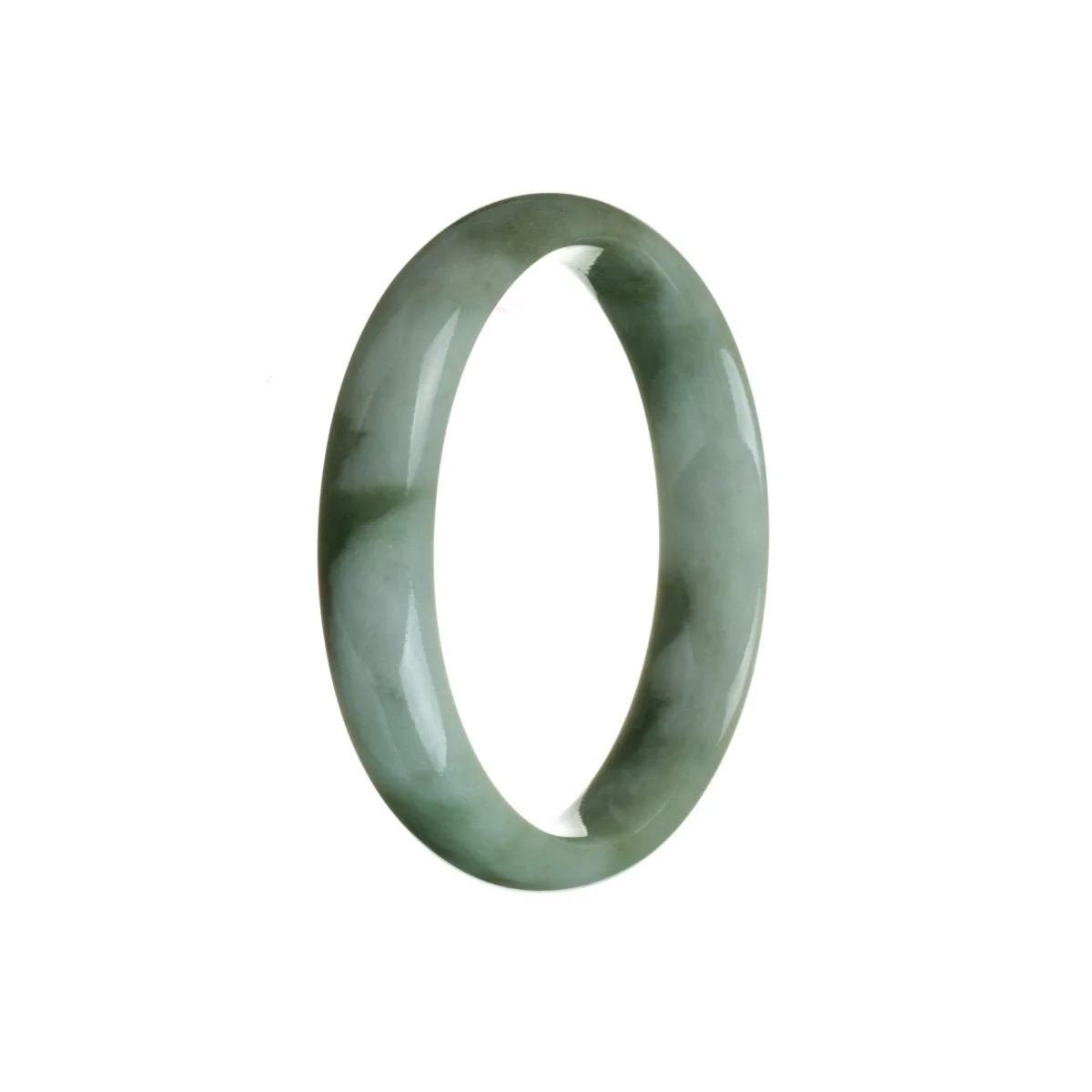 Real Untreated Green with pattern Traditional Jade Bracelet - 56mm Half Moon - Image 3