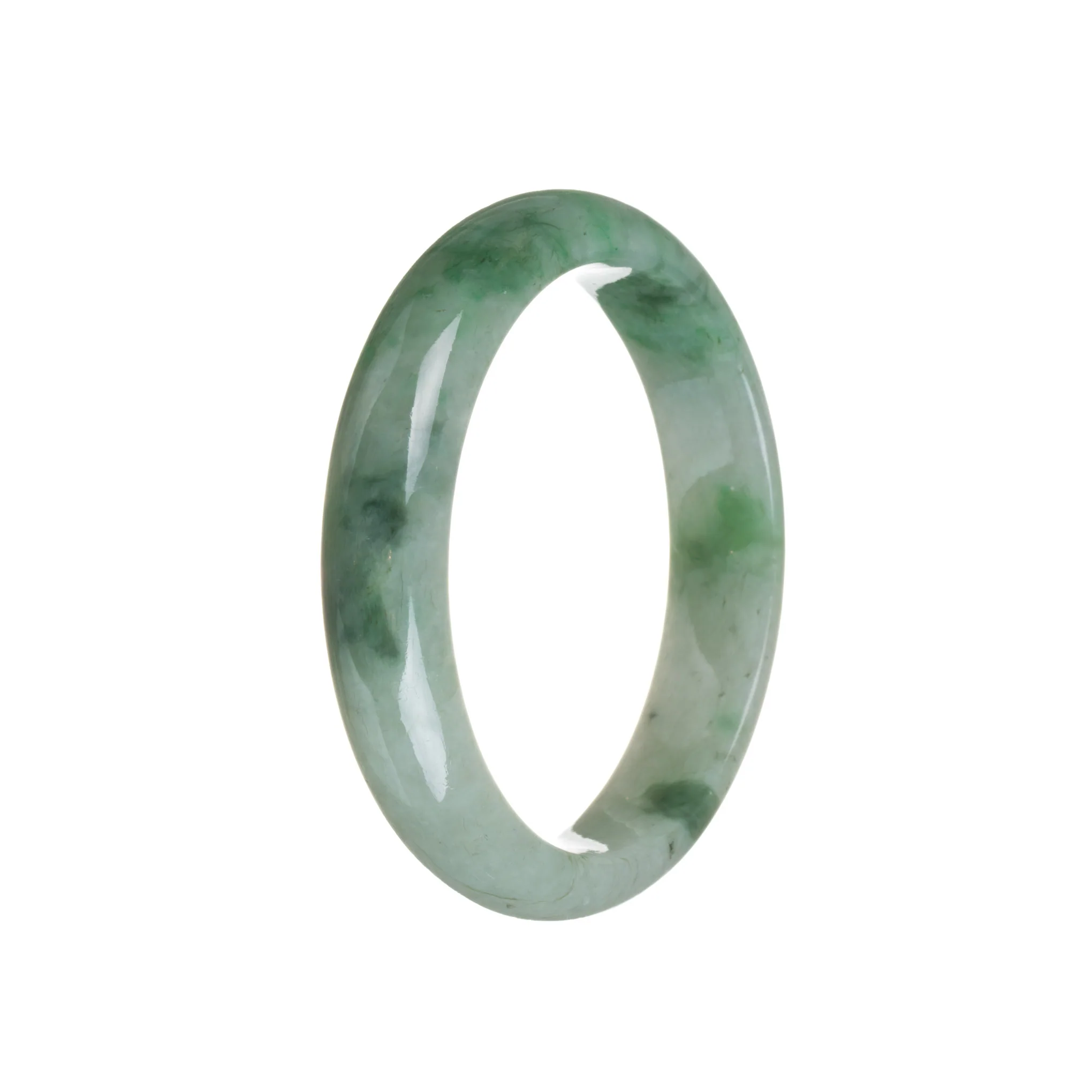 Genuine Grade A Green Jade Bracelet - 57mm Semi Round