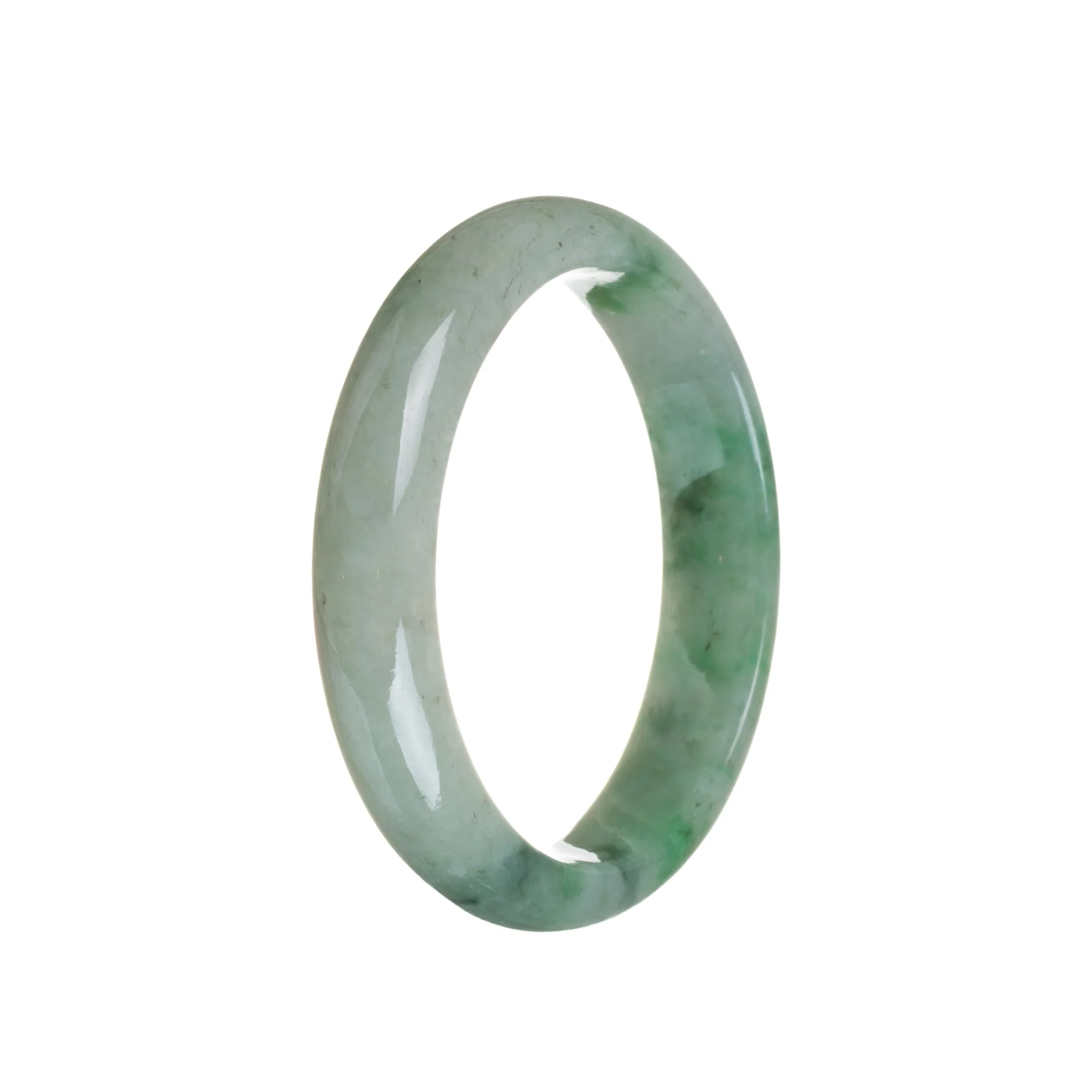 Genuine Grade A Green Jade Bracelet - 57mm Semi Round - Image 2