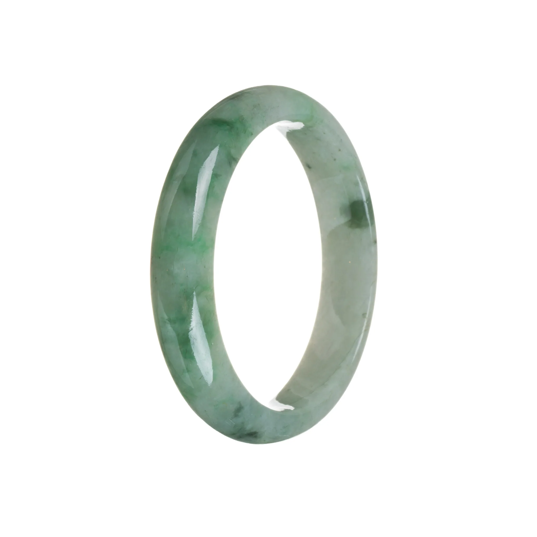 Genuine Grade A Green Jade Bracelet - 57mm Semi Round - Image 3