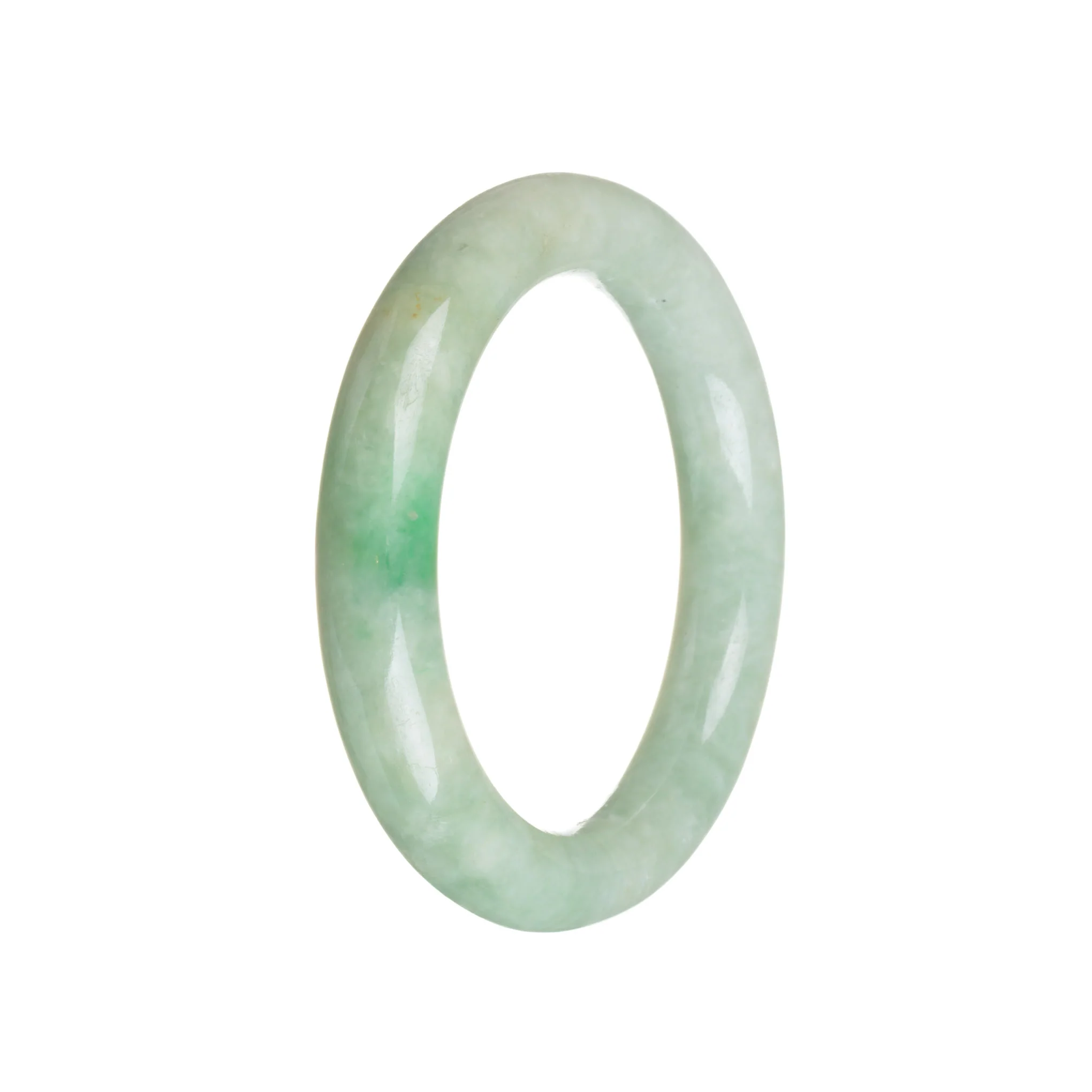 Genuine Natural Green with emerald green Jade Bangle - 54mm Round