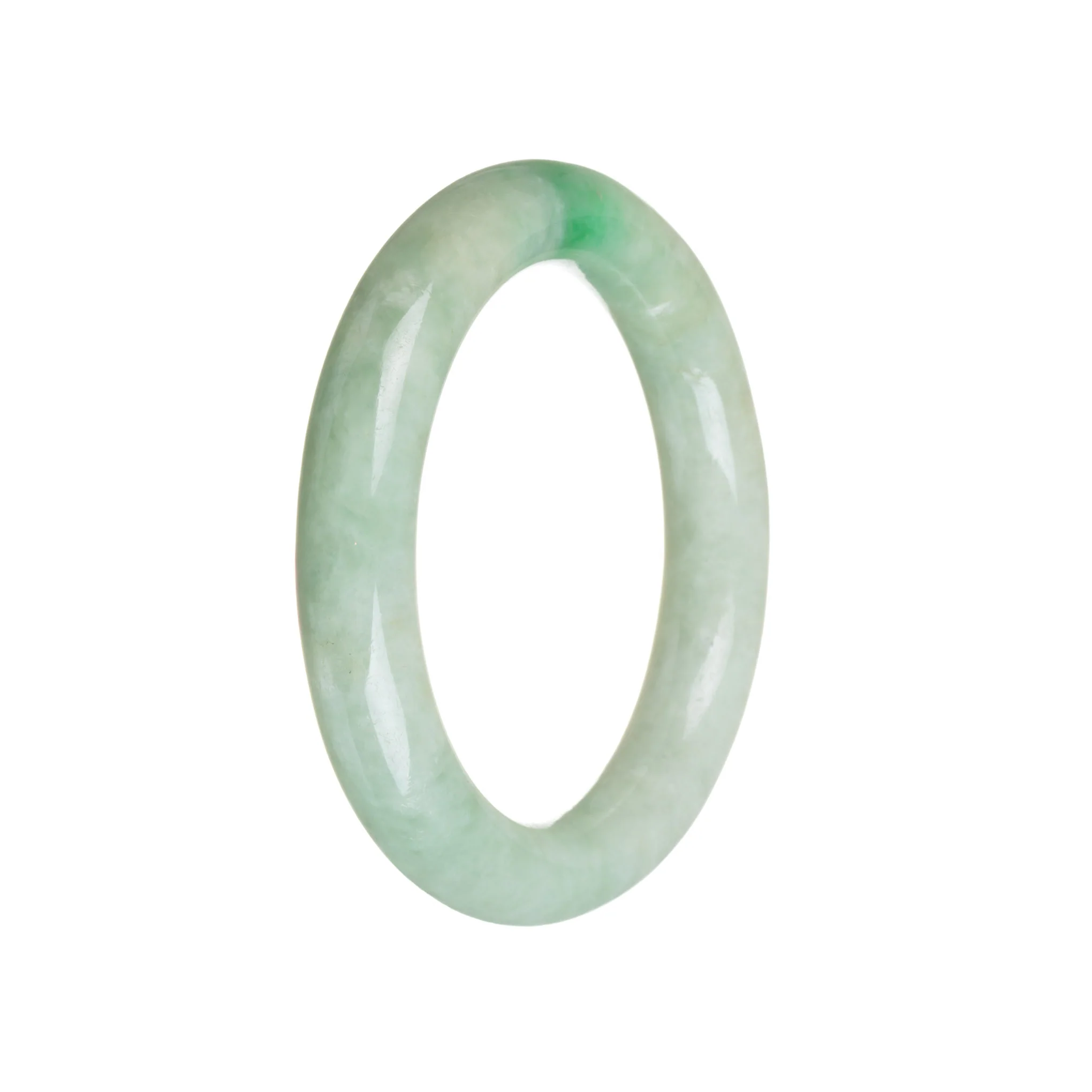 Genuine Natural Green with emerald green Jade Bangle - 54mm Round - Image 2