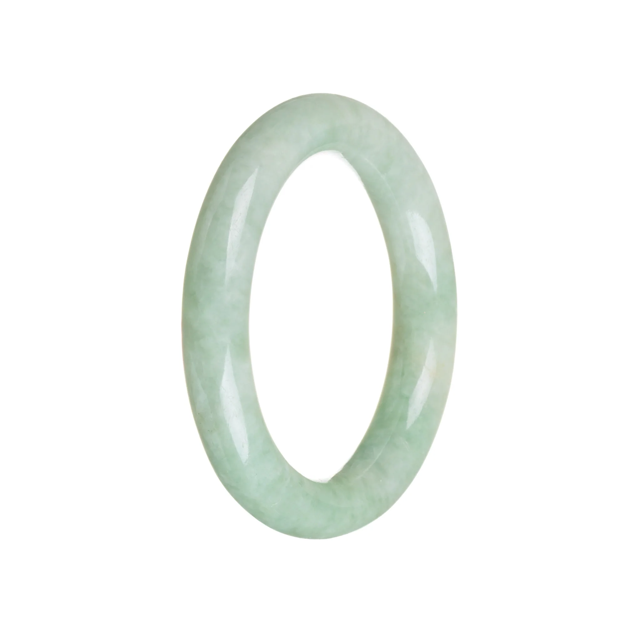 Genuine Natural Green with emerald green Jade Bangle - 54mm Round - Image 3