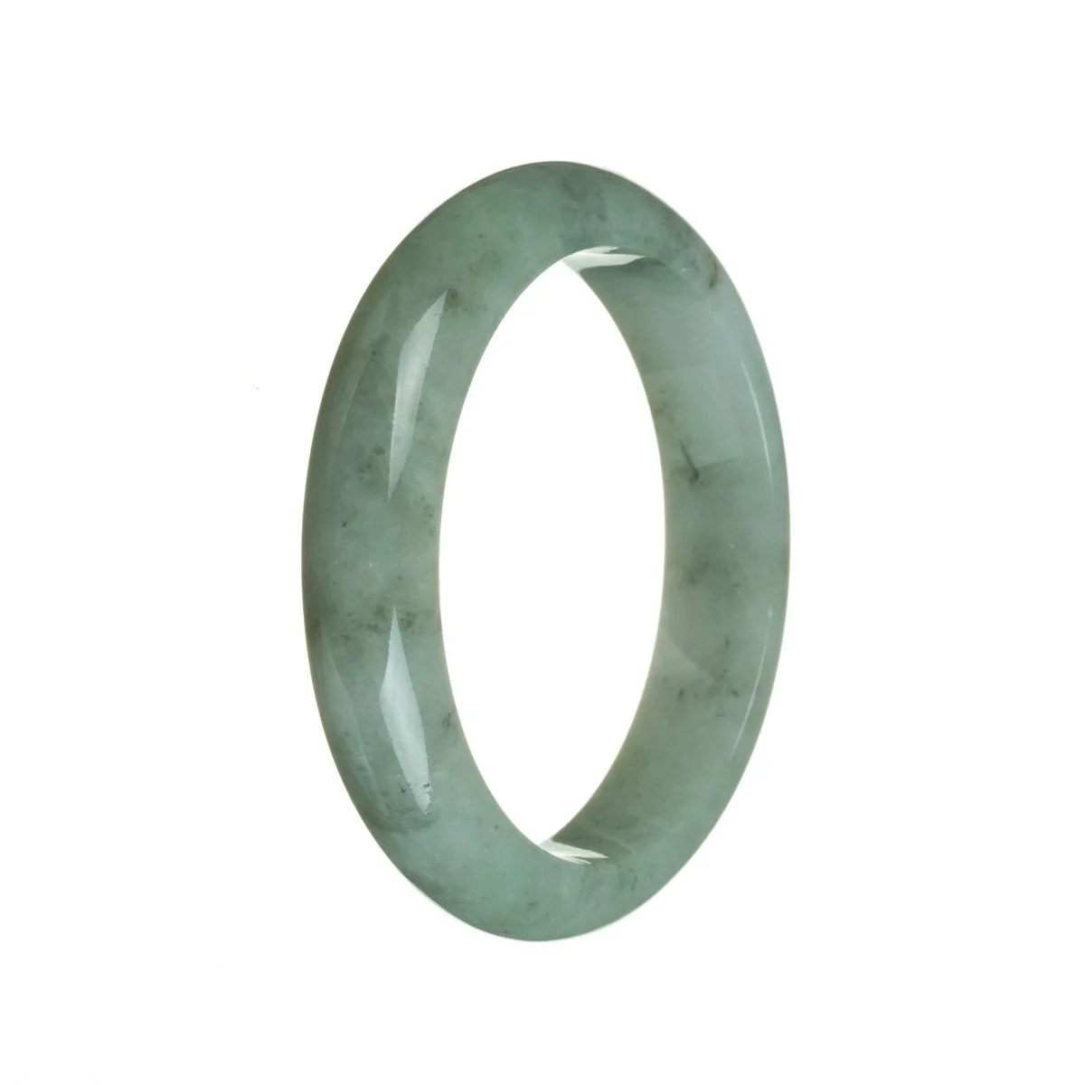 Genuine Grade A Green Traditional Jade Bangle Bracelet - 60mm Semi Round