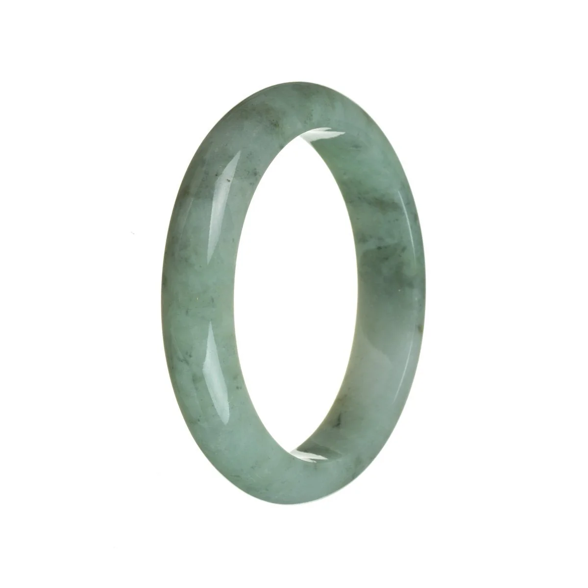 Genuine Grade A Green Traditional Jade Bangle Bracelet - 60mm Semi Round - Image 2