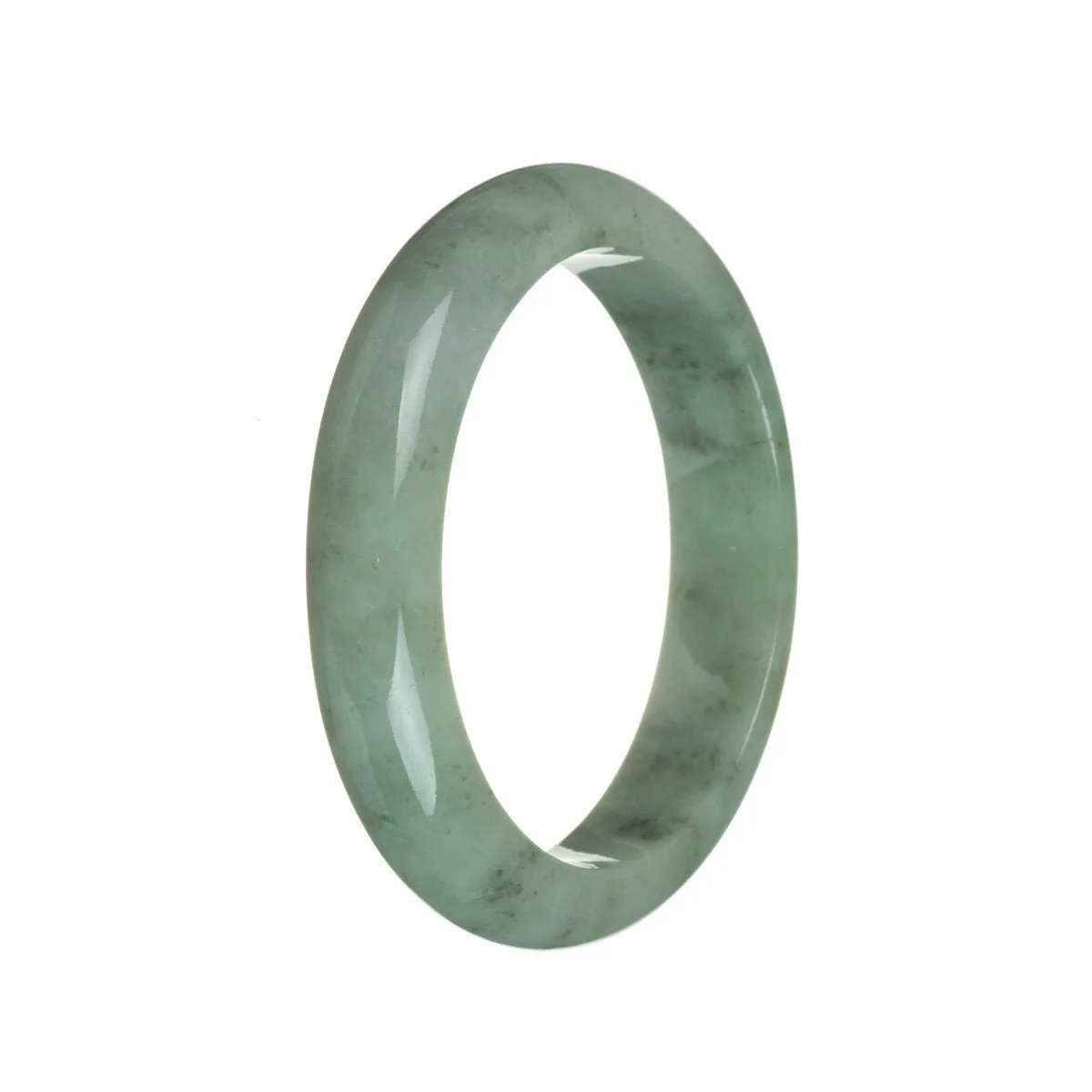 Genuine Grade A Green Traditional Jade Bangle Bracelet - 60mm Semi Round - Image 3