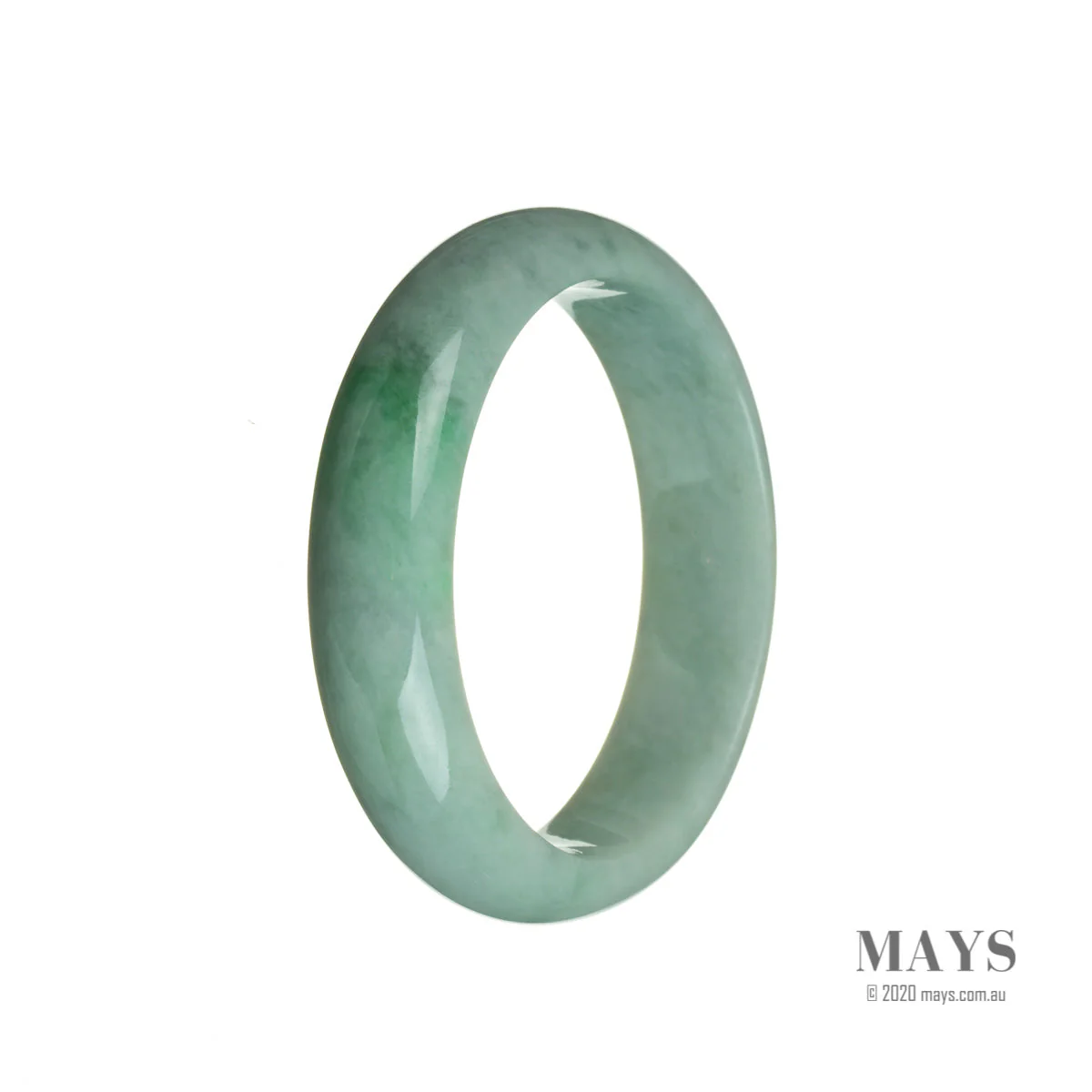Genuine Grade A Emerald green on pale green Burmese Jade Bangle Bracelet - 55mm Semi Round - Image 2