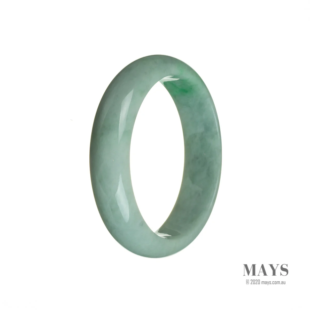 Genuine Grade A Emerald green on pale green Burmese Jade Bangle Bracelet - 55mm Semi Round - Image 3