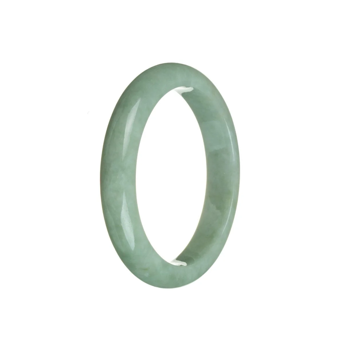 Genuine Type A Light green Burma Jade Bangle - 55mm Semi Round - Image 2