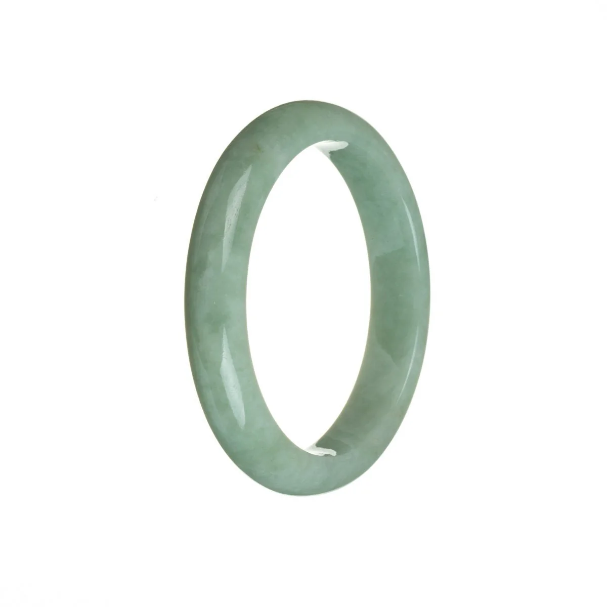 Genuine Type A Light green Burma Jade Bangle - 55mm Semi Round - Image 3
