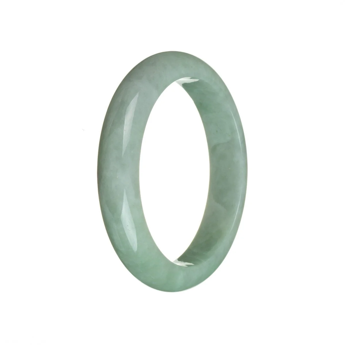 Genuine Untreated Light green Burmese Jade Bangle - 58mm Semi Round