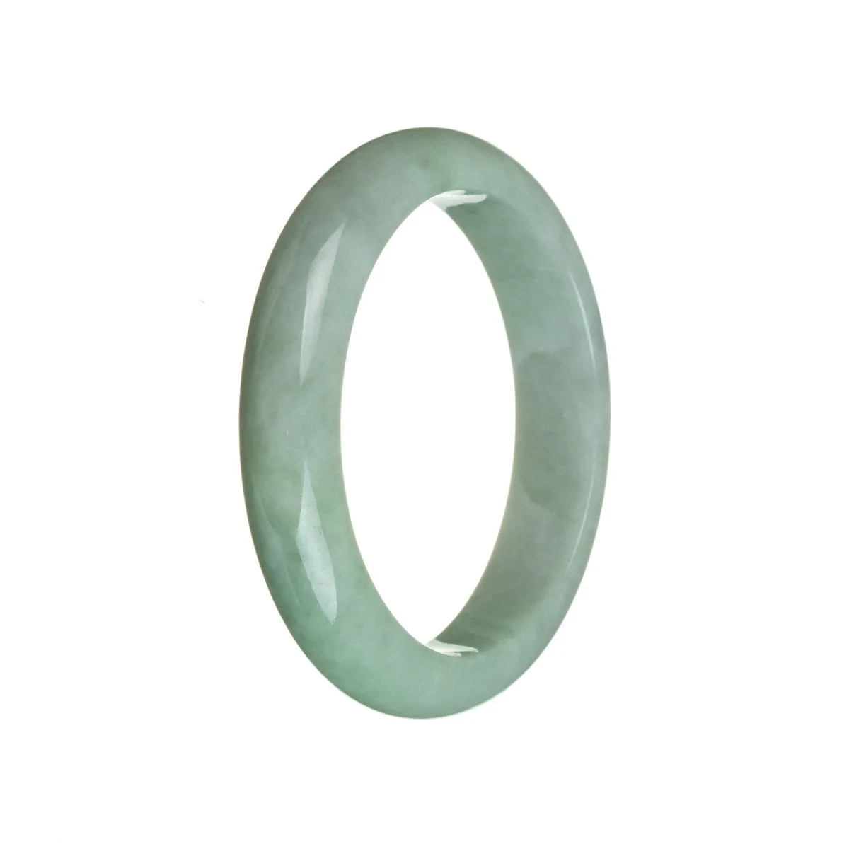 Genuine Untreated Light green Burmese Jade Bangle - 58mm Semi Round - Image 2