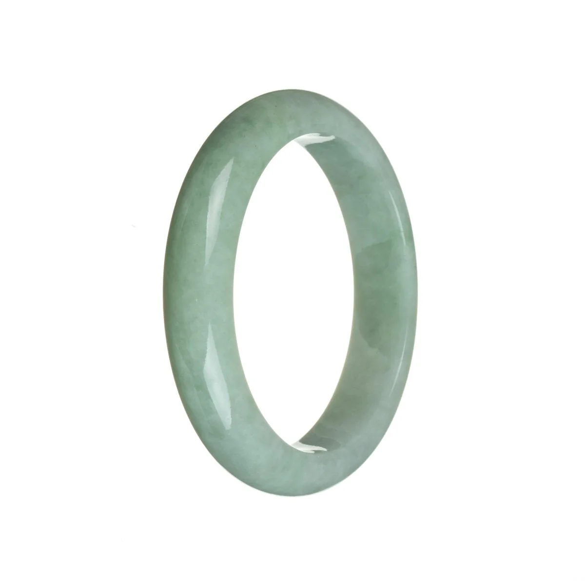Genuine Untreated Light green Burmese Jade Bangle - 58mm Semi Round - Image 3