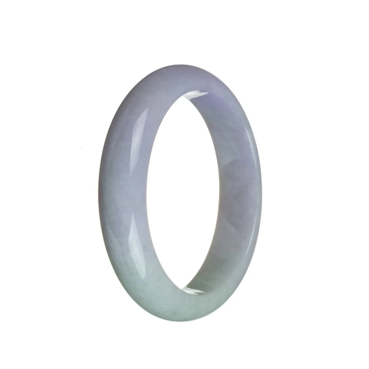 Genuine Type A Lavender with green Burmese Jade Bracelet - 58mm Semi Round