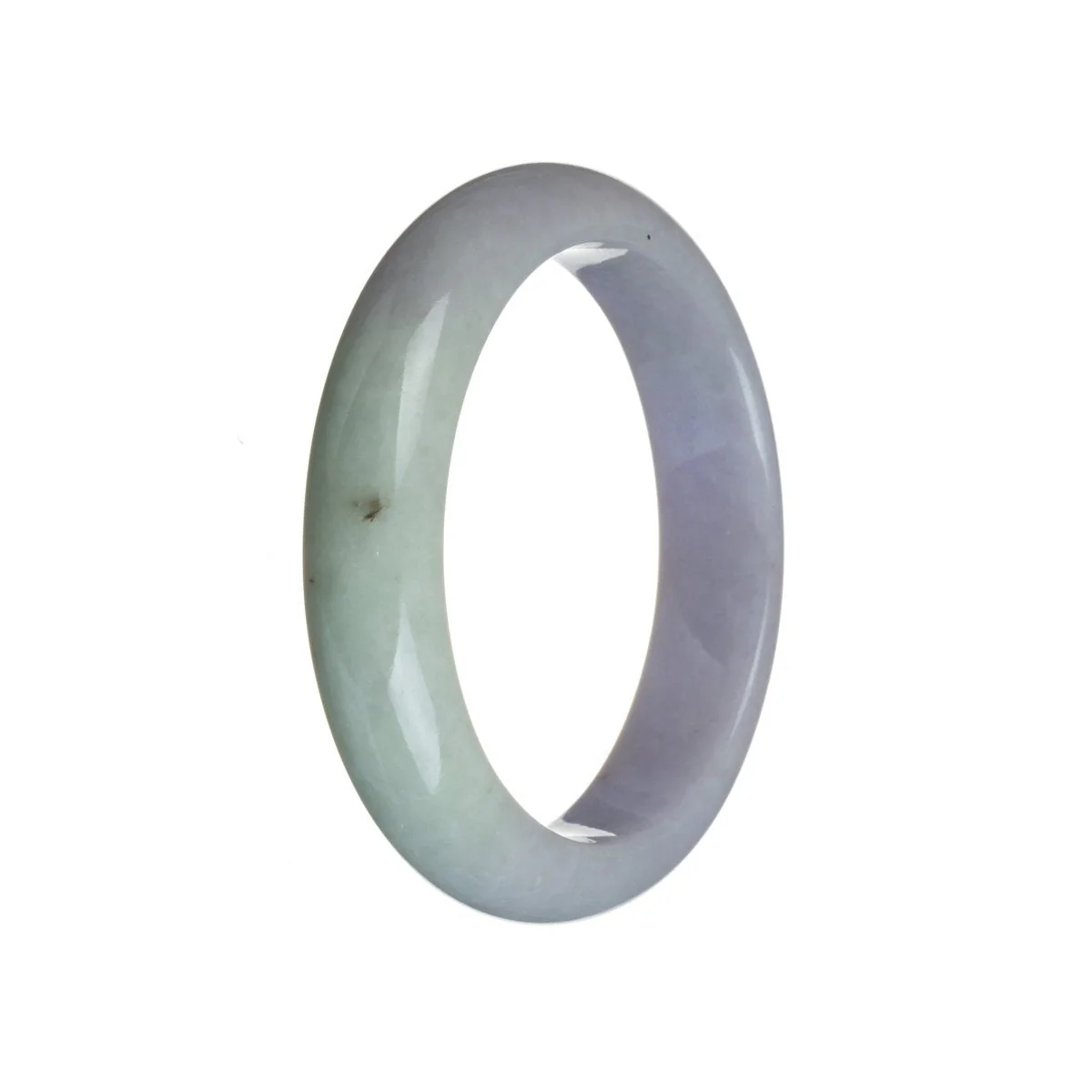 Genuine Type A Lavender with green Burmese Jade Bracelet - 58mm Semi Round - Image 3