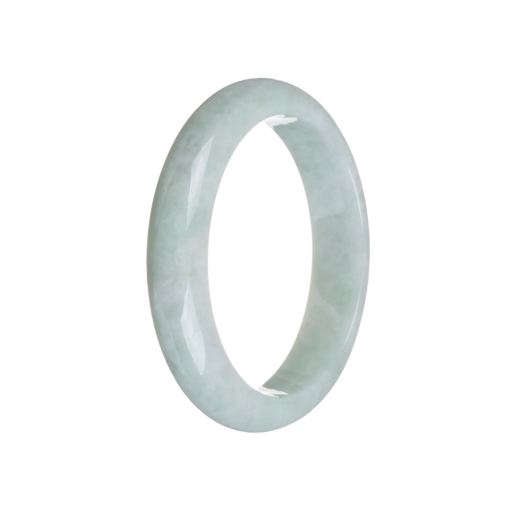 Real Type A White Jadeite Jade Bangle - 59mm Half Moon - Image 2