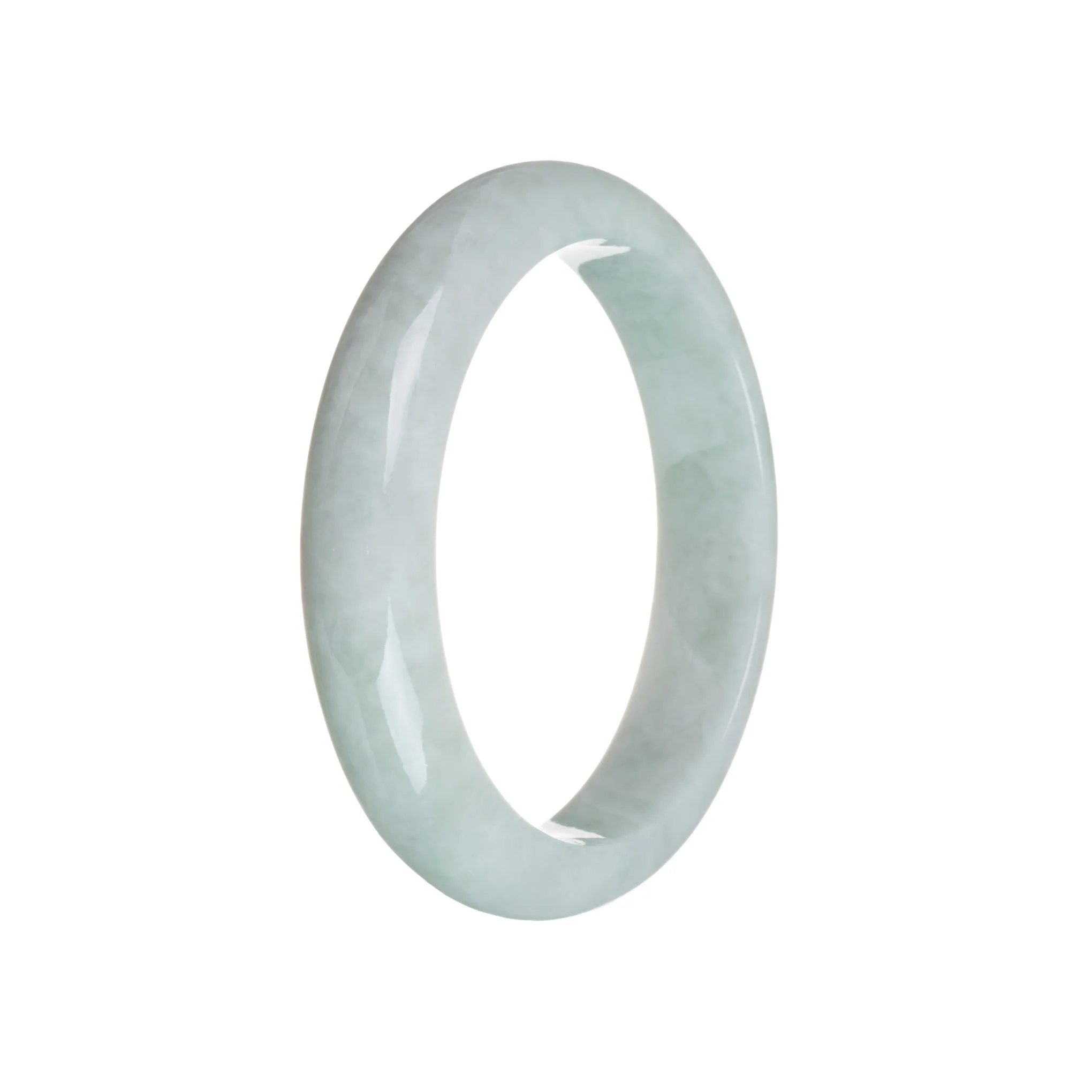 Real Type A White Jadeite Jade Bangle - 59mm Half Moon - Image 3