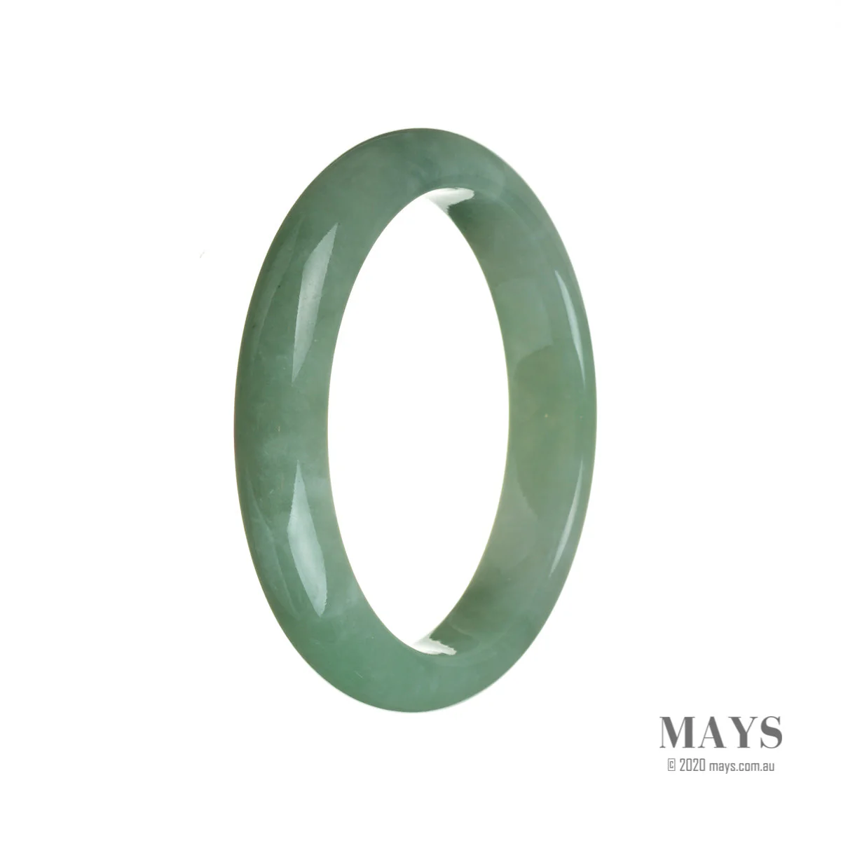 Genuine Type A Green Jadeite Bracelet - 59mm Semi Round - Image 2