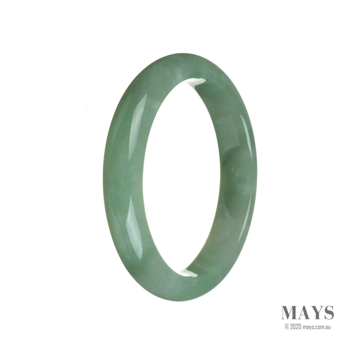 Genuine Type A Green Jadeite Bracelet - 59mm Semi Round - Image 3