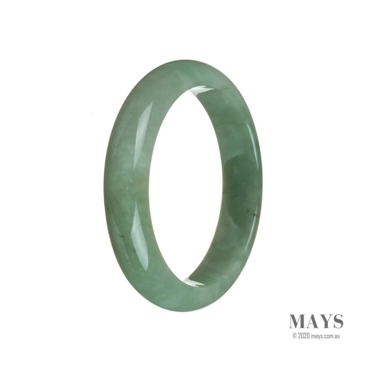 Genuine Natural Green Burma Jade Bangle - 58mm Semi Round
