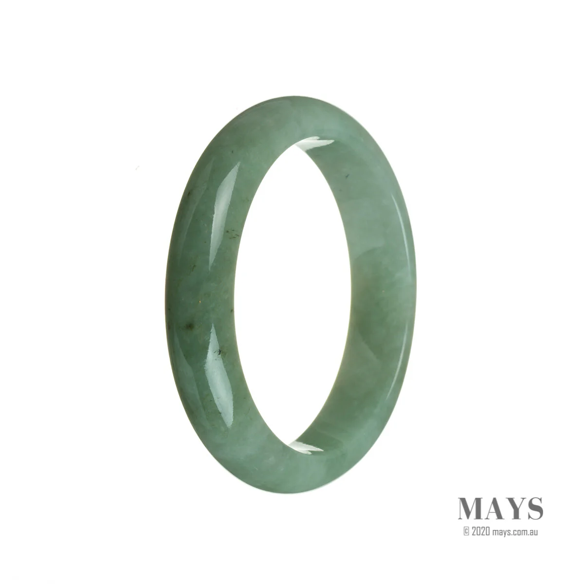 Genuine Natural Green Burma Jade Bangle - 58mm Semi Round - Image 2
