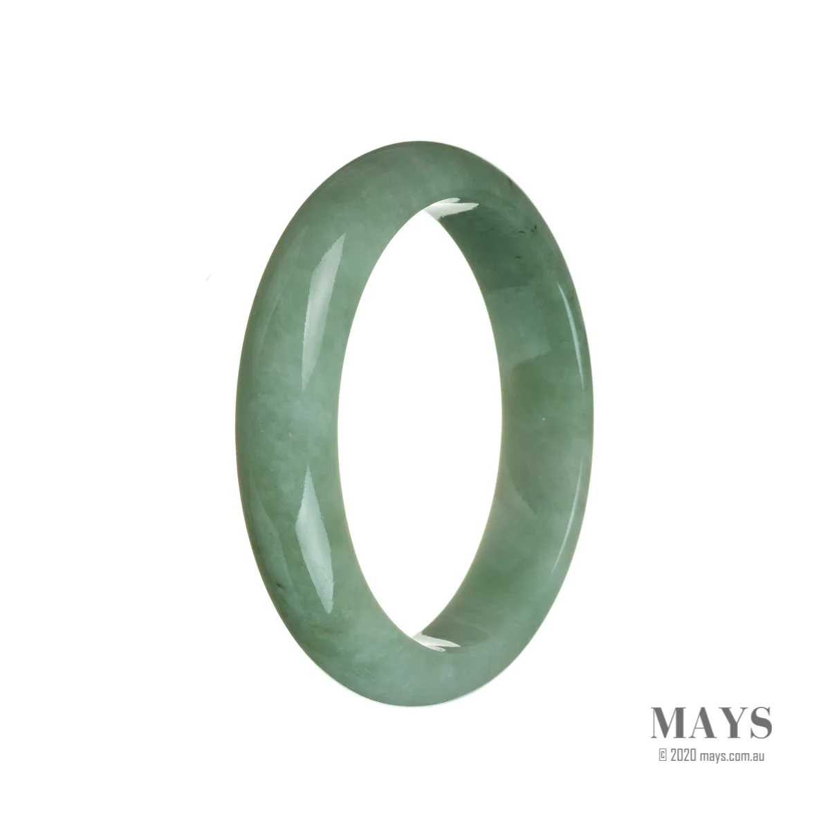 Genuine Natural Green Burma Jade Bangle - 58mm Semi Round - Image 3