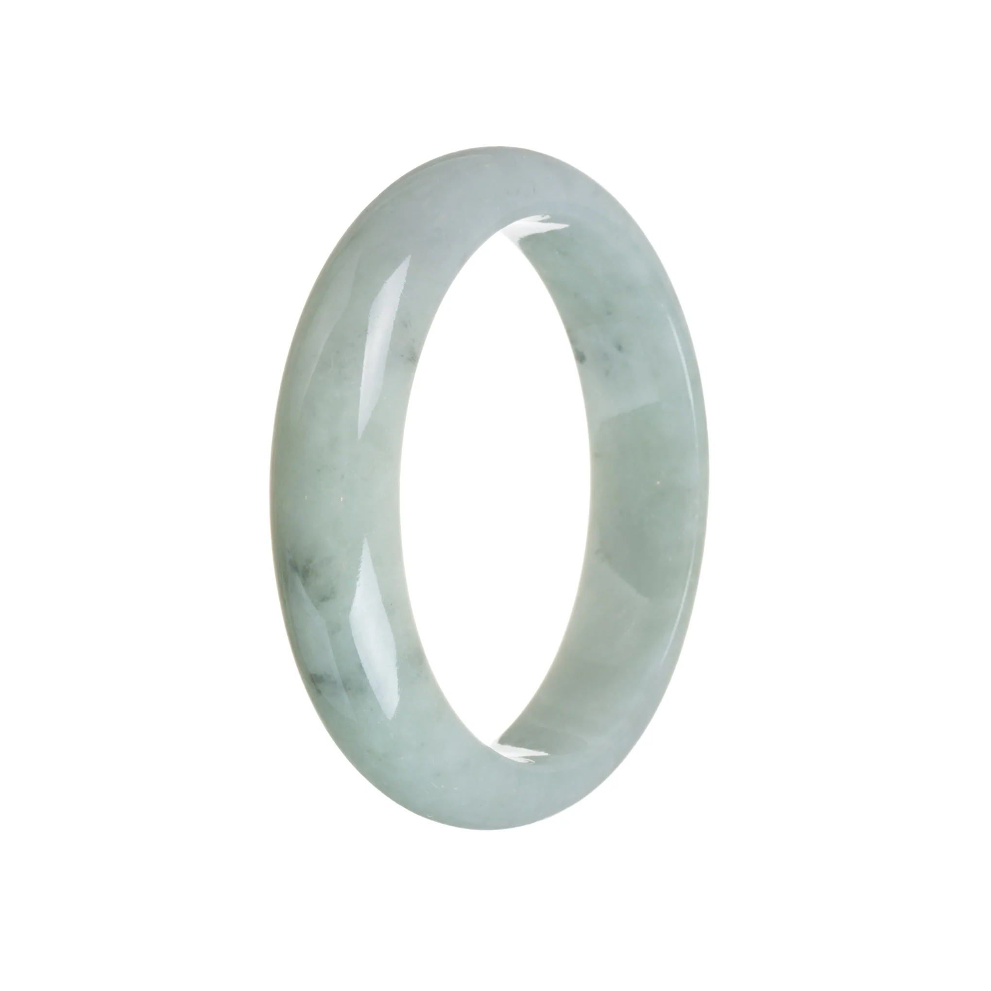 Genuine Natural Grey Burma Jade Bangle - 59mm Half Moon - Image 3