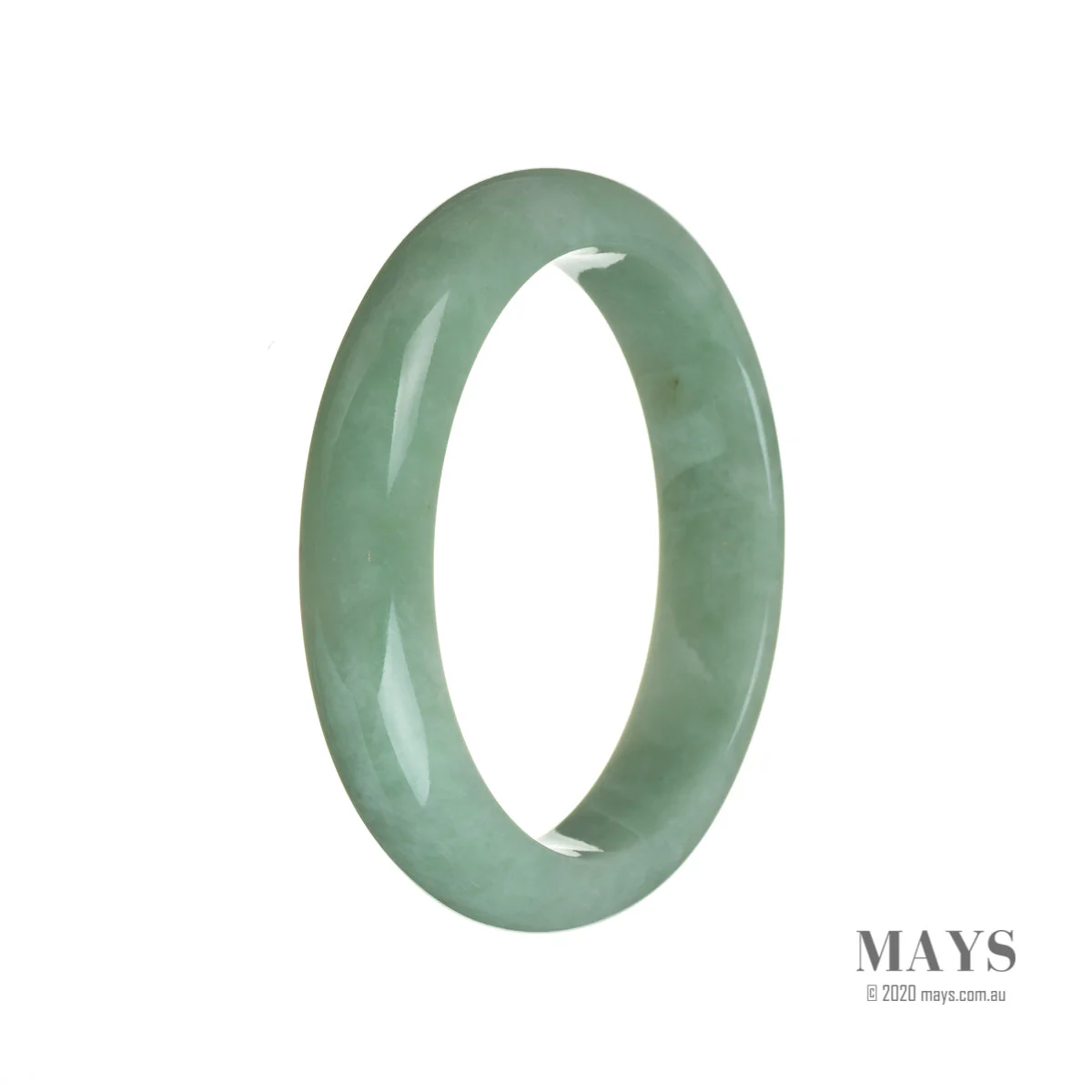 Authentic Grade A Green Traditional Jade Bangle Bracelet - 59mm Semi Round