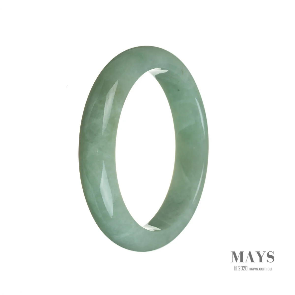 Authentic Grade A Green Traditional Jade Bangle Bracelet - 59mm Semi Round - Image 2