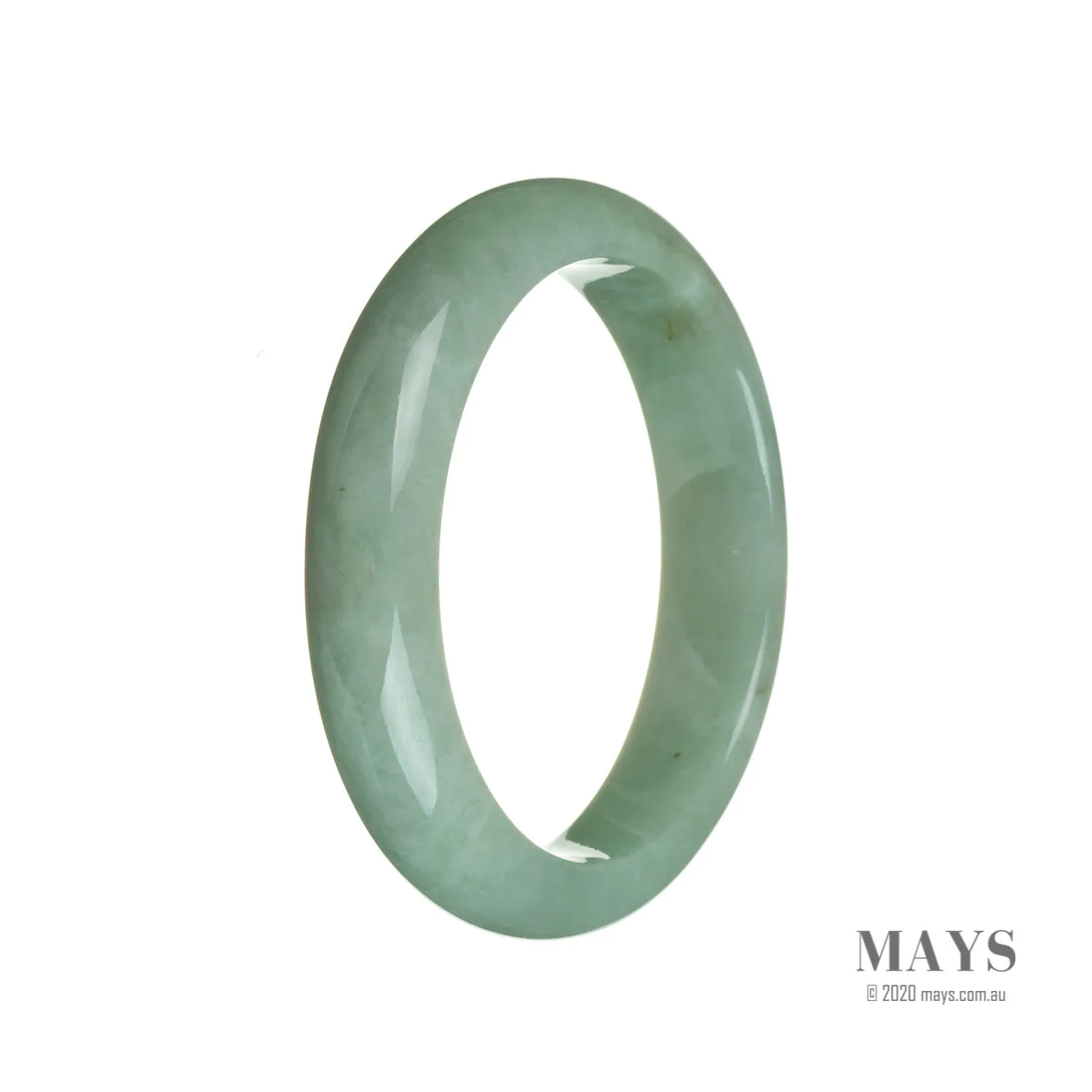 Authentic Grade A Green Traditional Jade Bangle Bracelet - 59mm Semi Round - Image 3