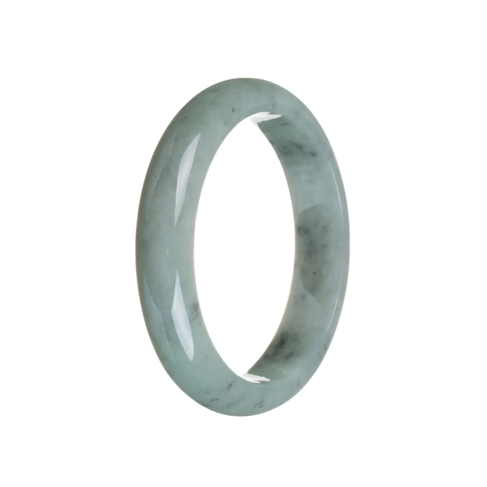 Real Grade A Grey Traditional Jade Bracelet - 59mm Half Moon - Image 2