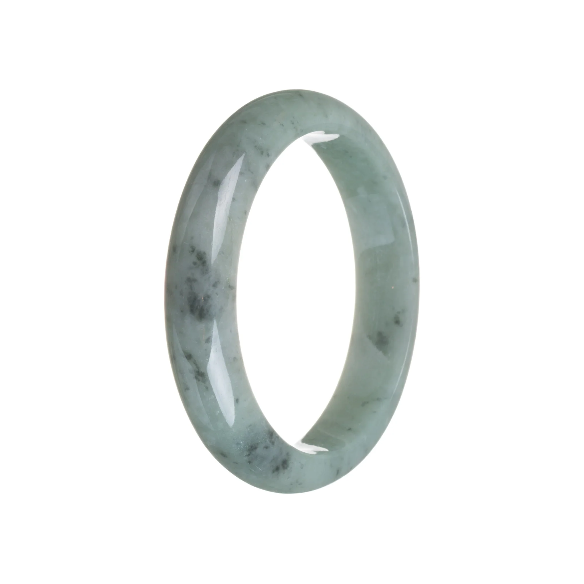 Real Grade A Grey Traditional Jade Bracelet - 59mm Half Moon - Image 3