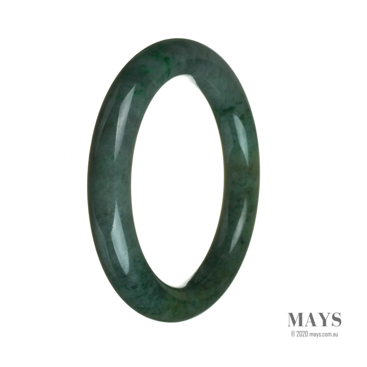 Genuine Type A Deep Green Burma Jade Bangle Bracelet - 61mm Round