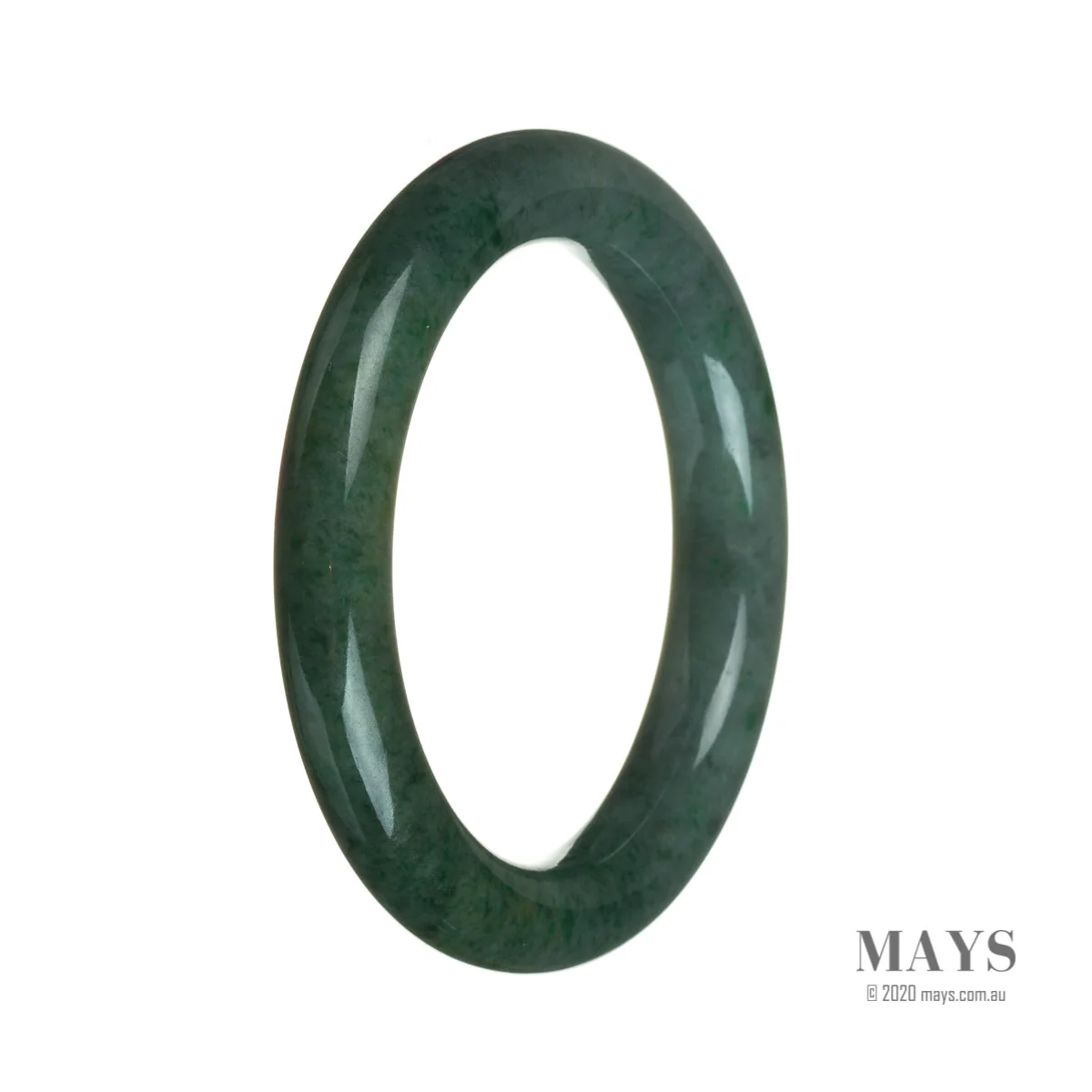Genuine Type A Deep Green Burma Jade Bangle Bracelet - 61mm Round - Image 2