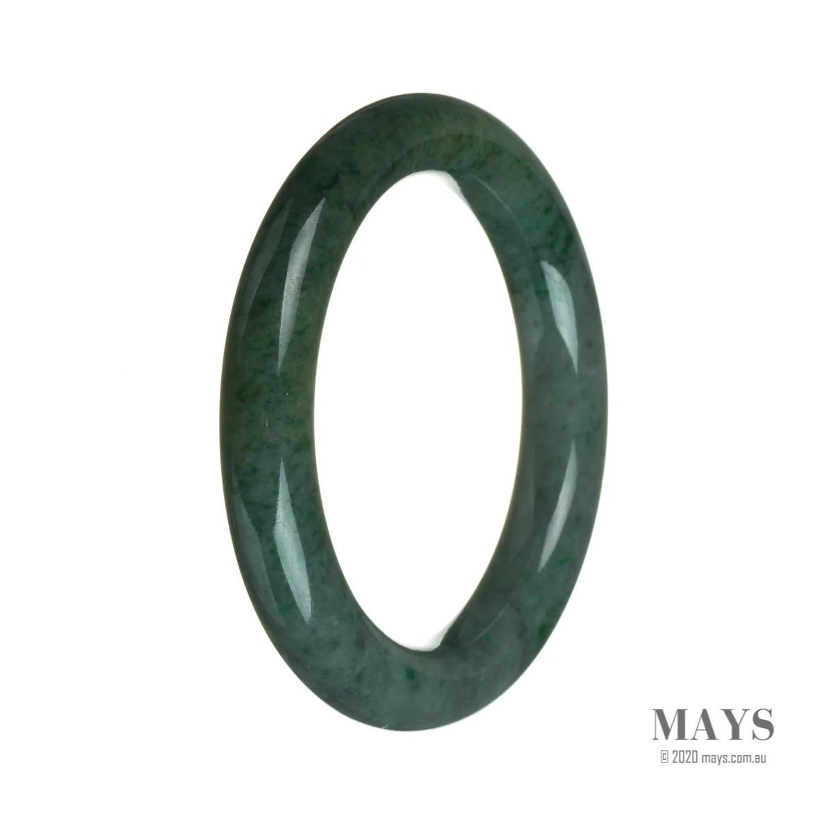 Genuine Type A Deep Green Burma Jade Bangle Bracelet - 61mm Round - Image 3