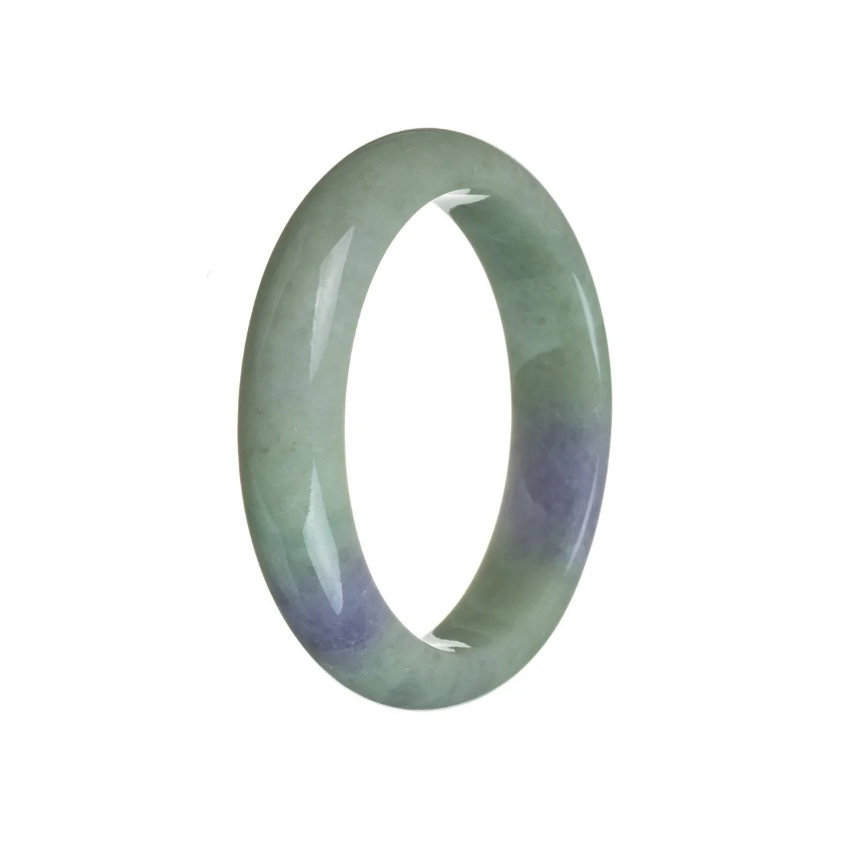 Genuine Type A Green with lavender Jade Bracelet - 57mm Semi Round
