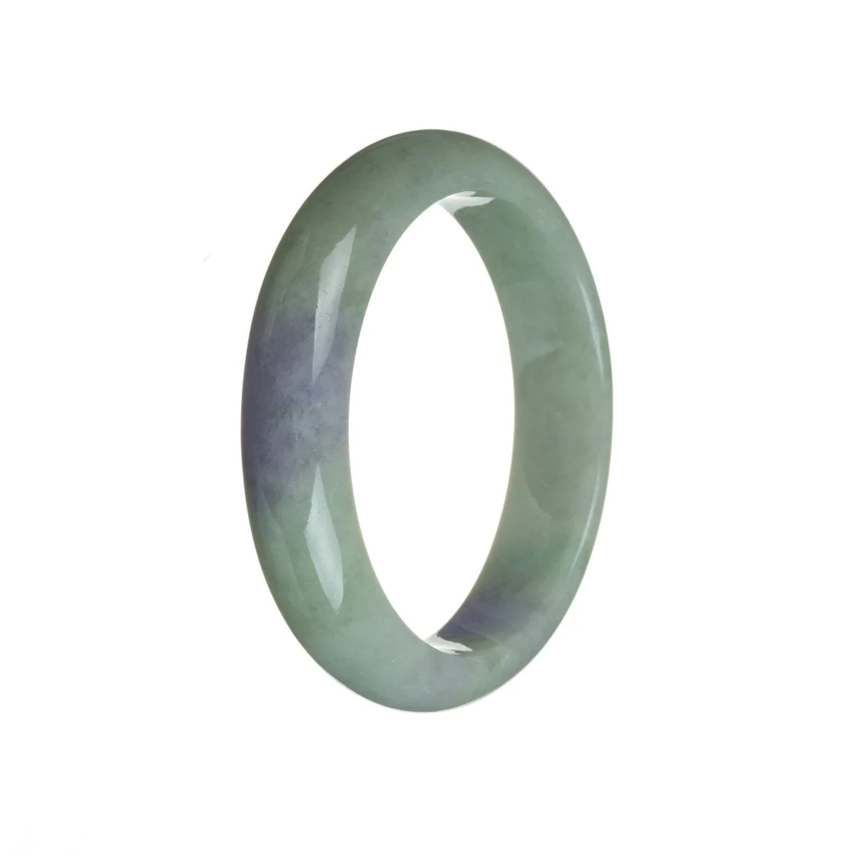 Genuine Type A Green with lavender Jade Bracelet - 57mm Semi Round - Image 2